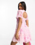 Фото #4 товара Miss Selfridge chiffon twist front mini dress in mixed print