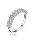Фото #1 товара Sterling Silver Rhodium Plated and Cubic Zirconia Band Ring