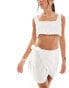 ASOS DESIGN Kayla mix and match crop beach top in white