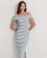 Фото #3 товара Women's Striped Off-the-Shoulder Midi Dress