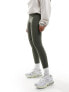 Фото #3 товара In The Style high waisted ribbed leggings in khaki