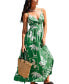 Women's Green Tropical Sweetheart Twist & Keyhole Maxi Beach Dress