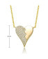 ფოტო #2 პროდუქტის 14k Yellow Gold Plated with Cubic Zirconia Broken Cracked Zig-Zag Half & Half Stolen Heart Pendant Necklace