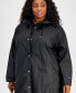 Plus Size Hooded Long-Sleeve Zip-Front Coat