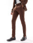 Фото #4 товара ASOS DESIGN wedding skinny wool mix suit trouser in brown basketweave texture