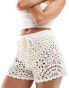 & Other Stories crochet knit shorts with drawstring waist in off white