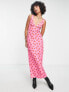 ASOS DESIGN sleeveless v neck maxi dress in pink and red geo print