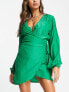 Фото #7 товара Public Desire wrap shirt beach summer dress in green