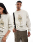 ASOS DESIGN – Unisex-Sweatshirt in Stone mit Oversize-Passform und Looney Tunes Print mit Marvin dem Marsmensch