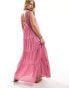 Фото #2 товара ASOS DESIGN crochet swing tiered maxi dress in rose