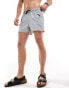 Фото #2 товара ASOS DESIGN swim shorts in short length with zip pocket and black drawcord in grey