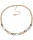 ფოტო #1 პროდუქტის Tri-Tone Logo Link Collar Necklace, 16" + 3" extender