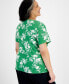 ფოტო #2 პროდუქტის Plus Size Short-Sleeve Henley Printed Top, Created for Macy's