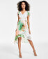 Фото #1 товара Women's Flutter-Sleeve Faux-Wrap Midi Dress