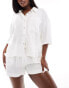 Aria Cove linen blend beach shirt co-ord in white Белый, 36 - фото #1