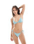 Pull&Bear bikini top in metallic blue BLAU, M - EU 38 - фото #3