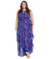 Фото #3 товара Plus Size Floral-Print Ruffled Maxi Dress