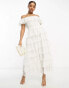 Amy Jane London Aurelia bardot tiered maxi dress in white