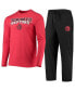 ფოტო #2 პროდუქტის Men's Black, Red Toronto Raptors Long Sleeve T-shirt and Pants Sleep Set