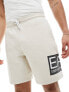 Armani EA7 large side logo sweats shorts in beige co-ord 2XL - фото #3