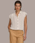 Women's Button-Front Short Sleeve Blouse