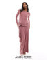 Фото #1 товара ASOS DESIGN Petite tie front exaggerated drape maxi dress in pink