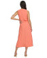Women's Faux-Wrap Sleeveless Tie-Waist Midi Dress