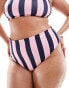 ASOS DESIGN Curve Sidney high leg high waist bikini bottom in stripe