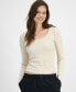 ფოტო #1 პროდუქტის Juniors' Long Sleeve Scoop Neck Tee