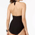 Фото #2 товара Calvin Klein 259031 Women's Shirred One-Piece Swimsuit Black Size 18
