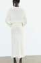 Фото #7 товара Однотонная трикотажная юбка миди из смесового льна ZARA