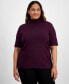 ფოტო #1 პროდუქტის Plus Size Half-Sleeve Turtleneck