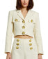 Women's Cropped Tweed Floral Button Jacket