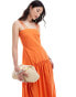 Closet London drop hem cotton midaxi dress in orange