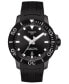 ფოტო #1 პროდუქტის Men's Swiss Automatic SeaStar Black Rubber Strap Diver Watch 43mm