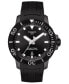 Men's Swiss Automatic SeaStar Black Rubber Strap Diver Watch 43mm