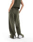 Pieces tailored multiway button leg trouser co-ord in khaki