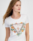 Women's Triangle Floral Logo Embellished T-Shirt