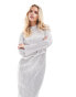 Фото #2 товара Never Fully Dressed Petite high neck plisse maxi dress in silver