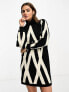 Object knitted jumper dress with high neck in mono print