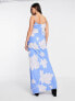 ASOS DESIGN cami bias maxi dress with large floral print in blue