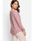 ფოტო #4 პროდუქტის Women's Cotton Blend Long Sleeve Allover Print Keyhole Neckline T-Shirt