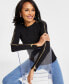 Фото #4 товара Women's Zip-Trim Long-Sleeve Top, Created for Macy's