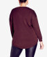 ფოტო #2 პროდუქტის Plus Size Tully Curved Hem Long Sleeve Sweater