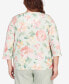 Plus Size English Garden Watercolor Floral Lace Neck Top