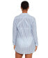 Cotton Striped Camp Shirt Swim Cover-Up