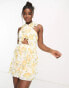 Фото #2 товара Forever New cut out waist mini dress in yellow floral