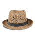 Men's Packable Open Weave Fedora Hat with Two Interchangeable Bands