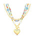Фото #1 товара kensie multi 3 Piece Mixed Beaded and Chain Necklace Set with Heart Charm Pendant