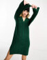 Фото #1 товара Brave Soul ribbed polo collar knitted midi dress in forest green